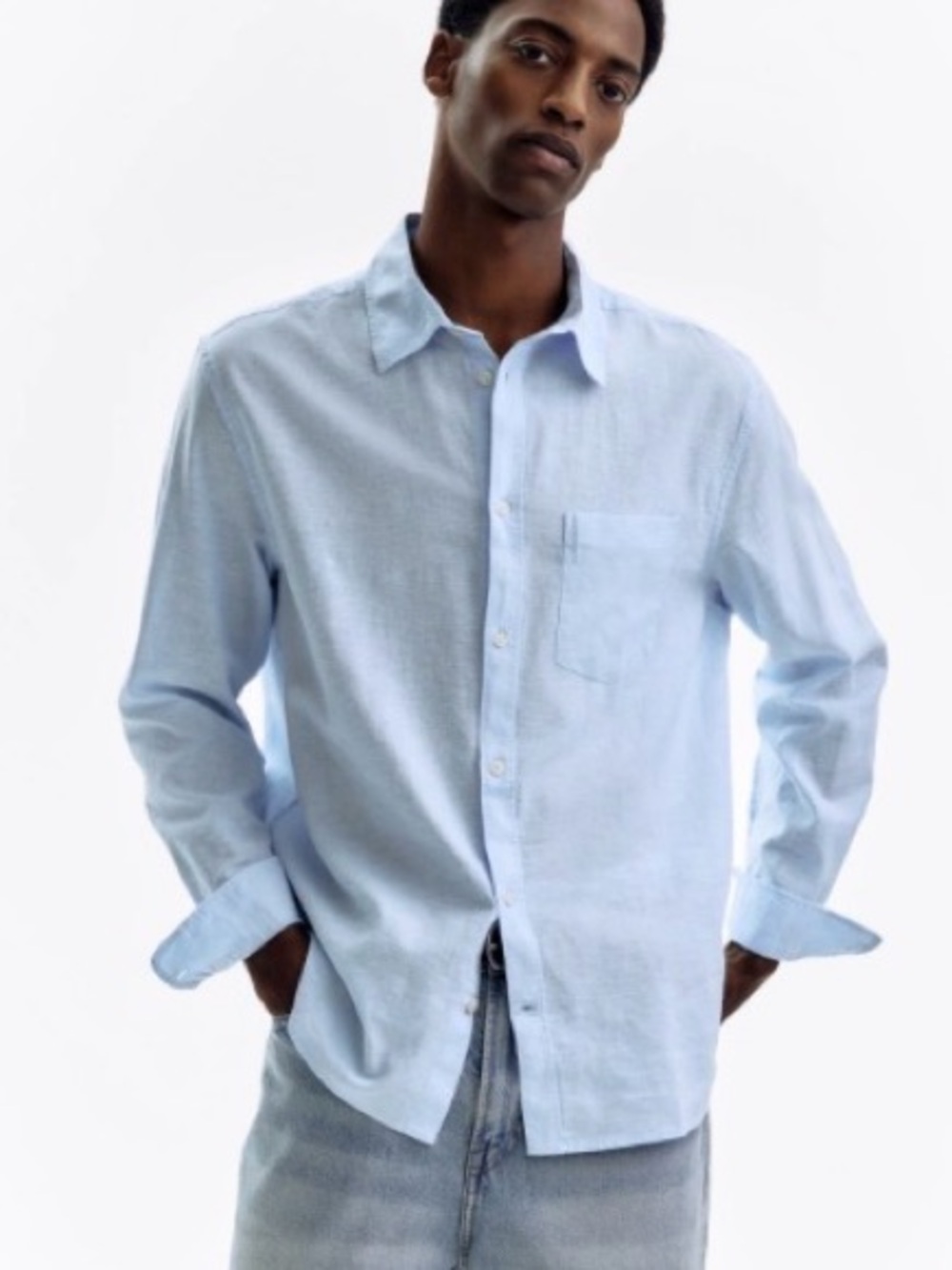 H&M Light Blue Casual Button Down Shirt